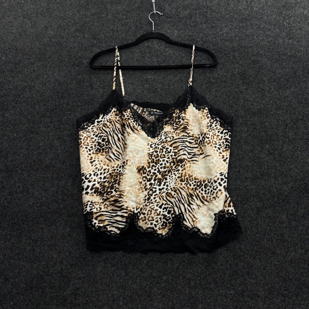 INC International Concepts Intimates Animal Print Lace Trim Camisole XL